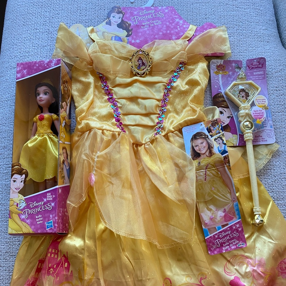 Disney Princess Bell Dress 4-6x with doll and wand